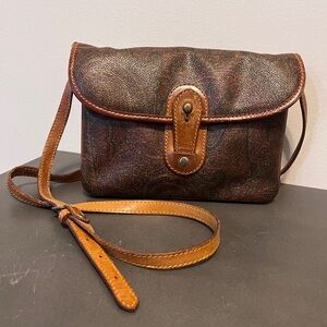 Beautiful Vintage Etro Brown Leather Crossbody Bag